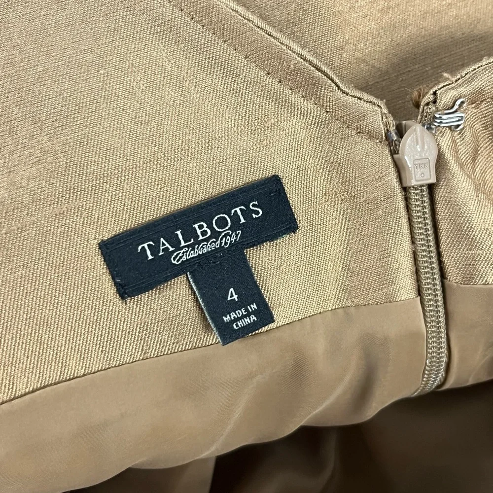 Talbots Silk Wool Sheath Dress Gold Champagne Cocktail Party Sleeveless Size 4 - Picture 3 of 9